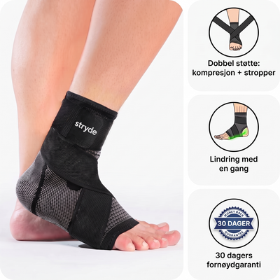 StrydeX Foot Sleeve – dobbel støtte: kompresjon og stropper